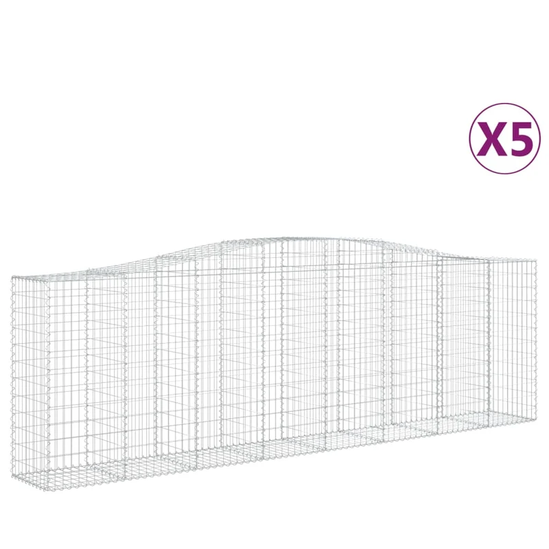 Cestas De Gaviones 5 Uds Forma De Arco Hierro 400x50x120/140 Cm