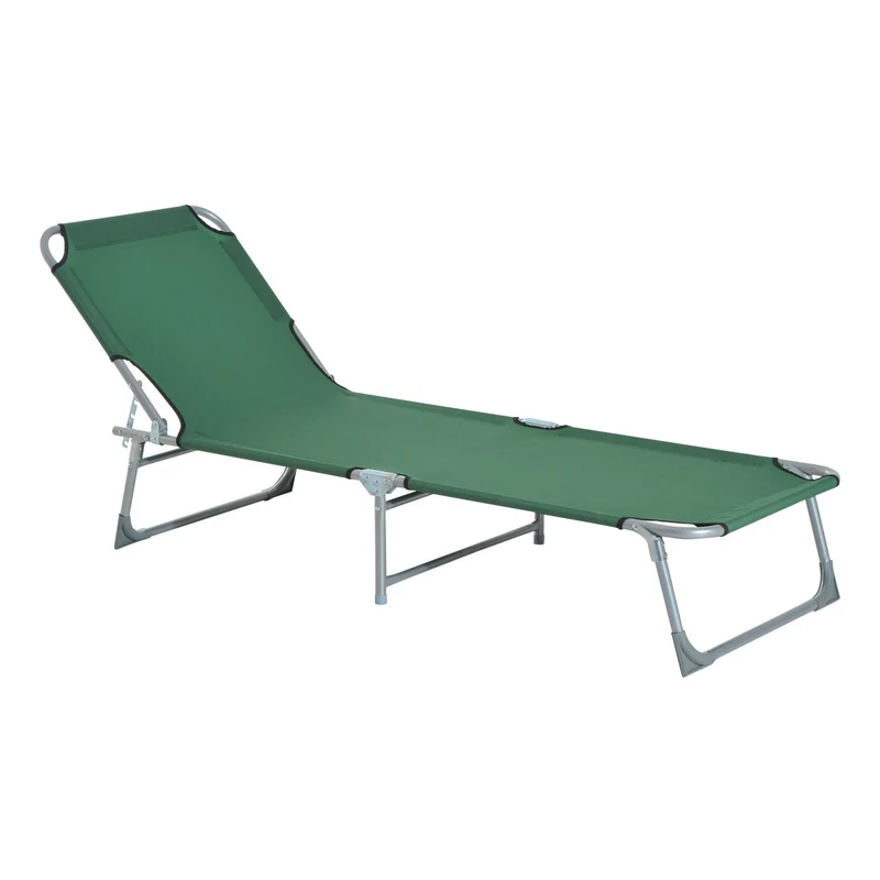 Outsunny Cama De Camping Plegable Tumbona Plegable Carga 120kg 187x58x28cm Verde