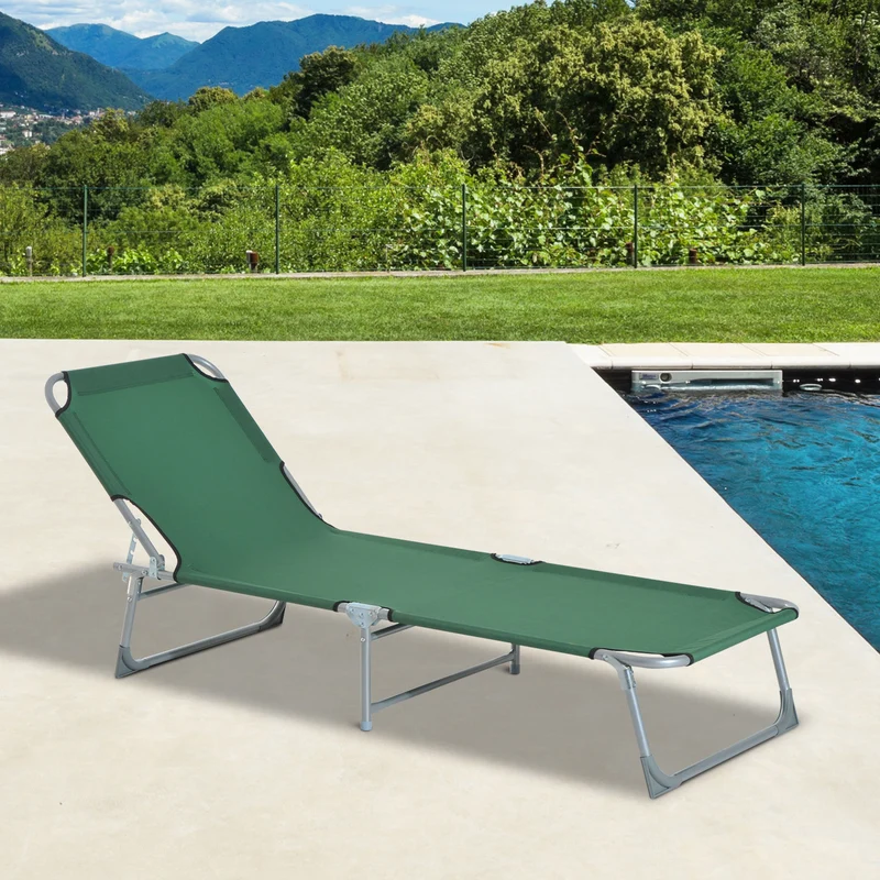 Outsunny Cama De Camping Plegable Tumbona Plegable Carga 120kg 187x58x28cm Verde