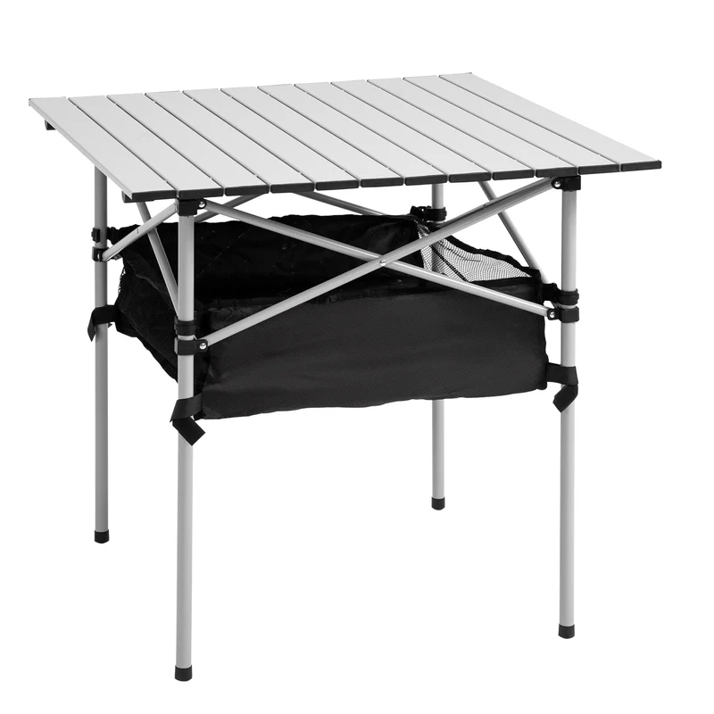Outsunny Mesa De Camping Plegable Con Almacenaje De Malla Bolsa De Transporte