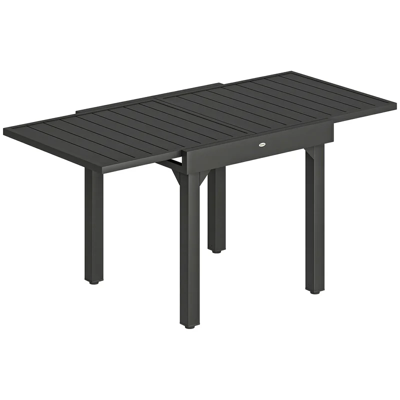 Outsunny Mesa De Jardín Exterior Extensible 80/160 Cm De Aluminio Negro