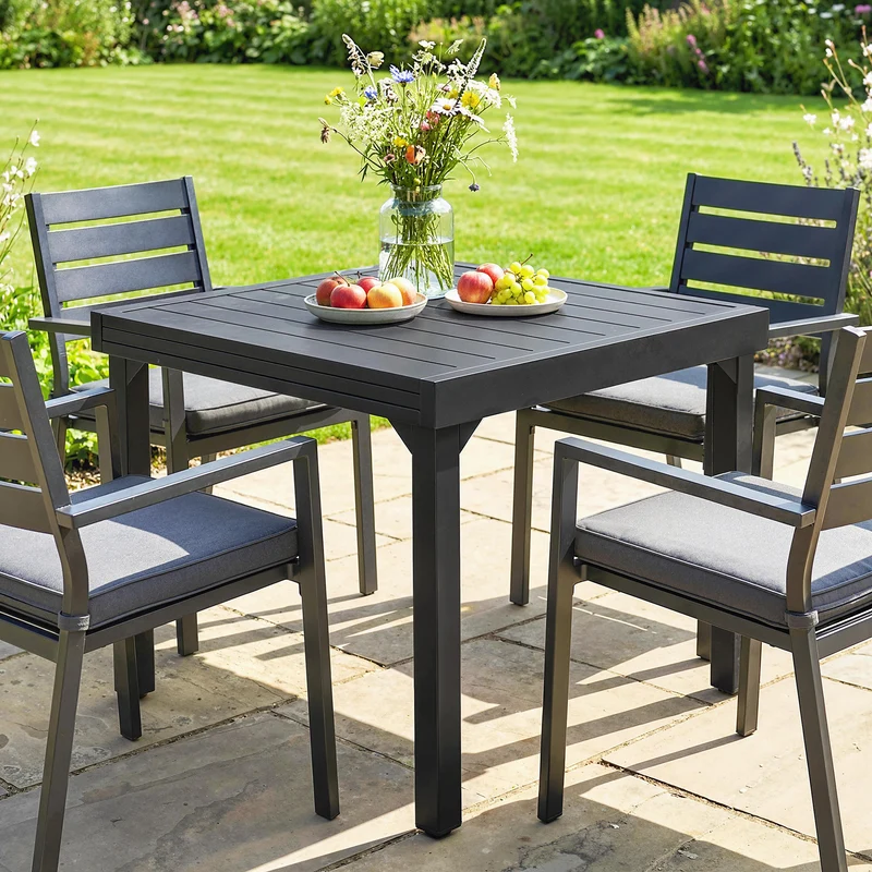 Outsunny Mesa De Jardín Exterior Extensible 80/160 Cm De Aluminio Negro