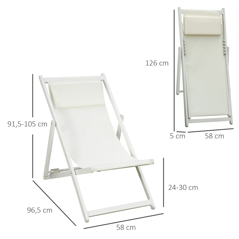 Outsunny Conjunto De 2 Tumbonas Plegables De Aluminio 60x100x85 Cm Blanco
