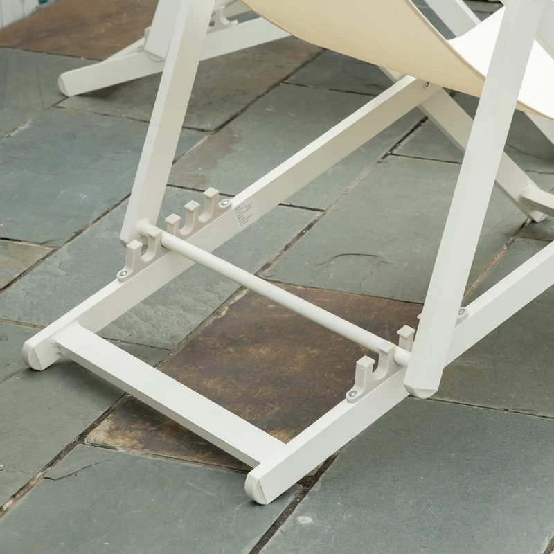 Outsunny Conjunto De 2 Tumbonas Plegables De Aluminio 60x100x85 Cm Blanco
