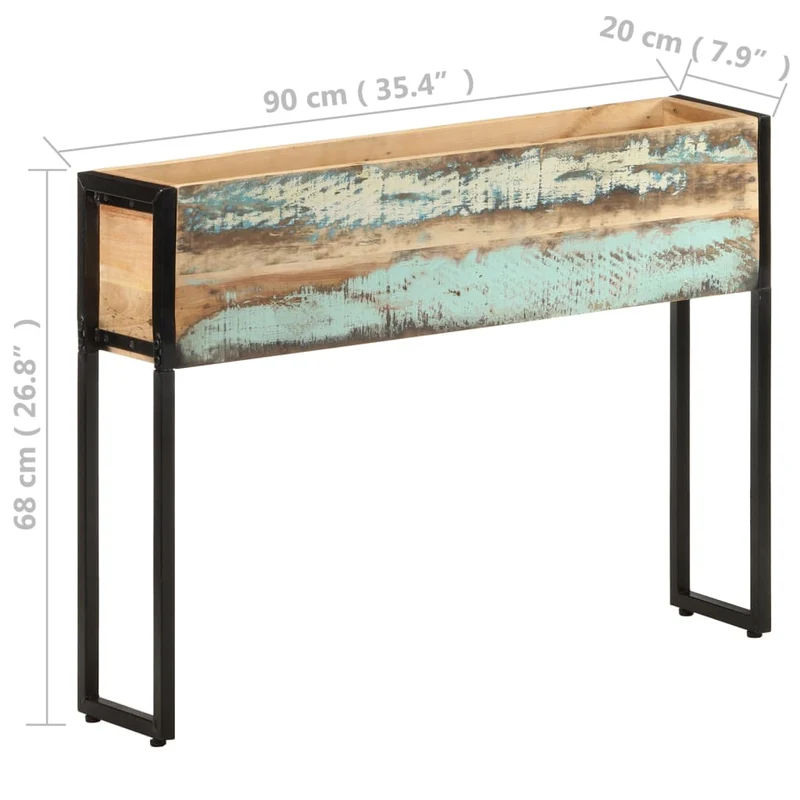 Jardinera De Madera Maciza Reciclada 90x20x68 Cm