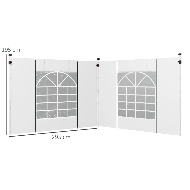 Outsunny Paredes Laterales Para Carpa De 2 Paneles 295x195 Cm Con Ventana Blanco
