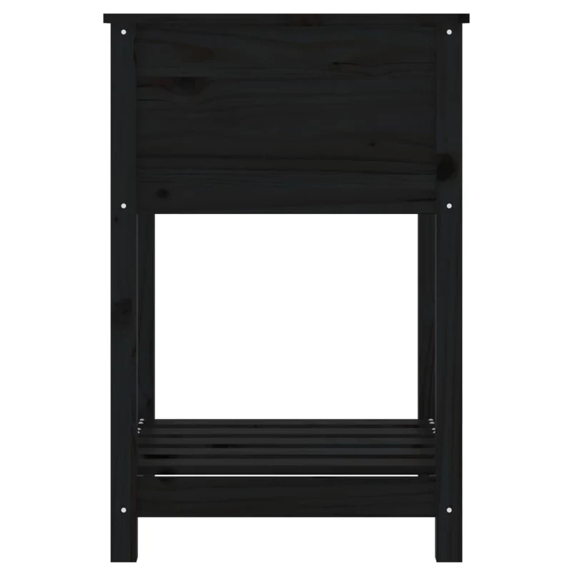 Jardinera Con Estante Madera Maciza De Pino Negro 54x54x81 Cm