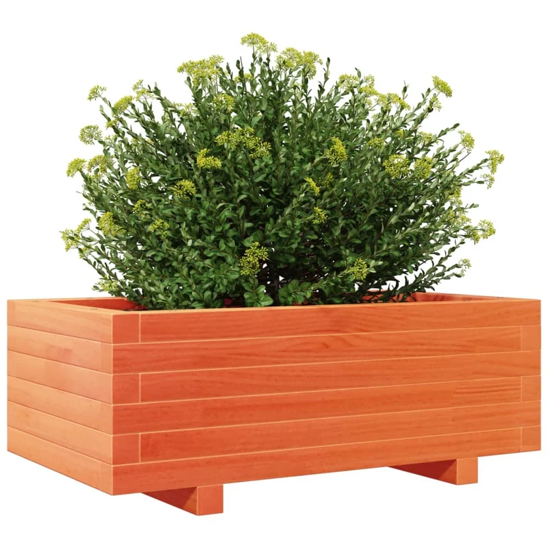 Jardinera De Madera Maciza De Pino Marrón Cera 70x40x26,5 Cm