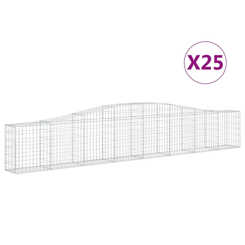 Cestas De Gaviones 25 Uds Forma De Arco Hierro 400x30x60/80 Cm