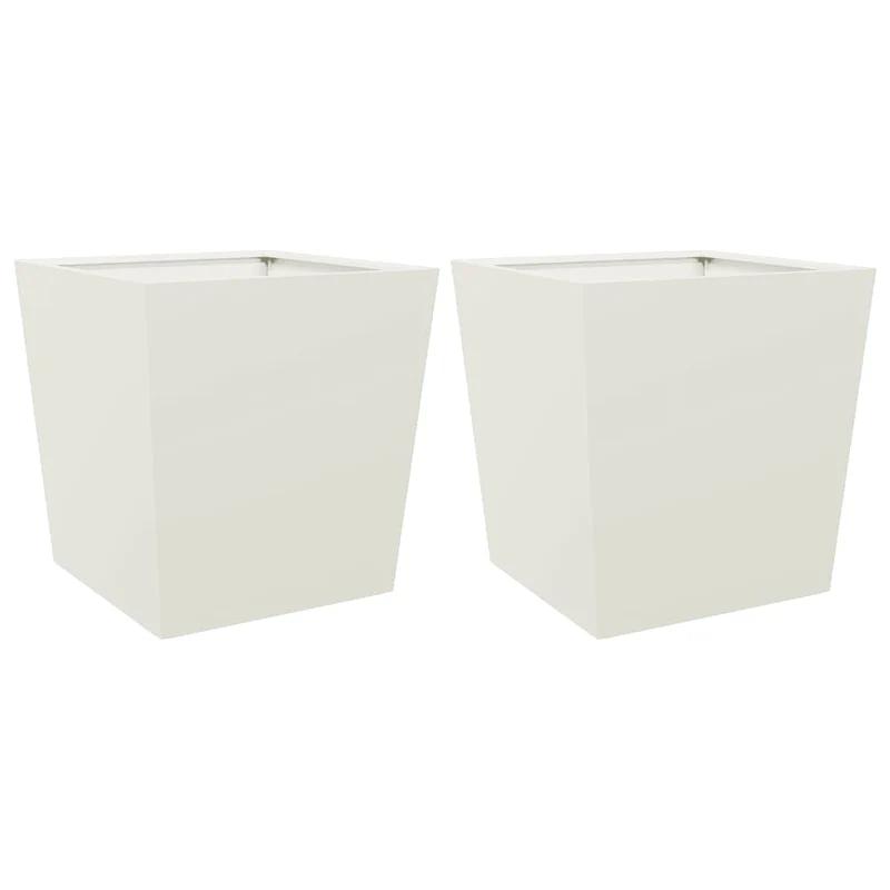 Jardineras 2 Uds De Acero Blanco 50x50x50 Cm