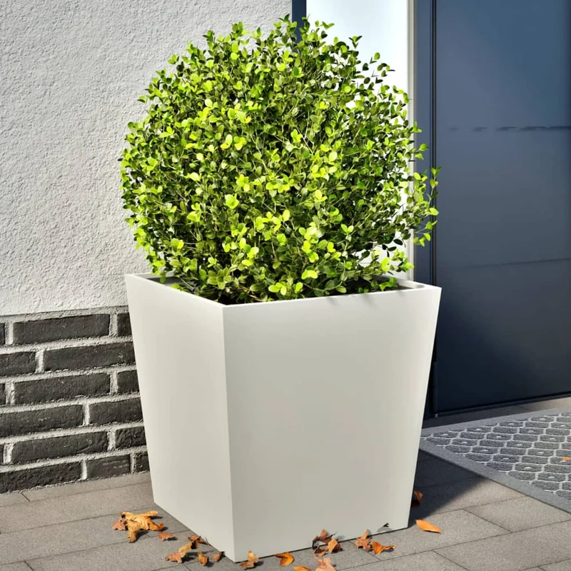 Jardineras 2 Uds De Acero Blanco 50x50x50 Cm