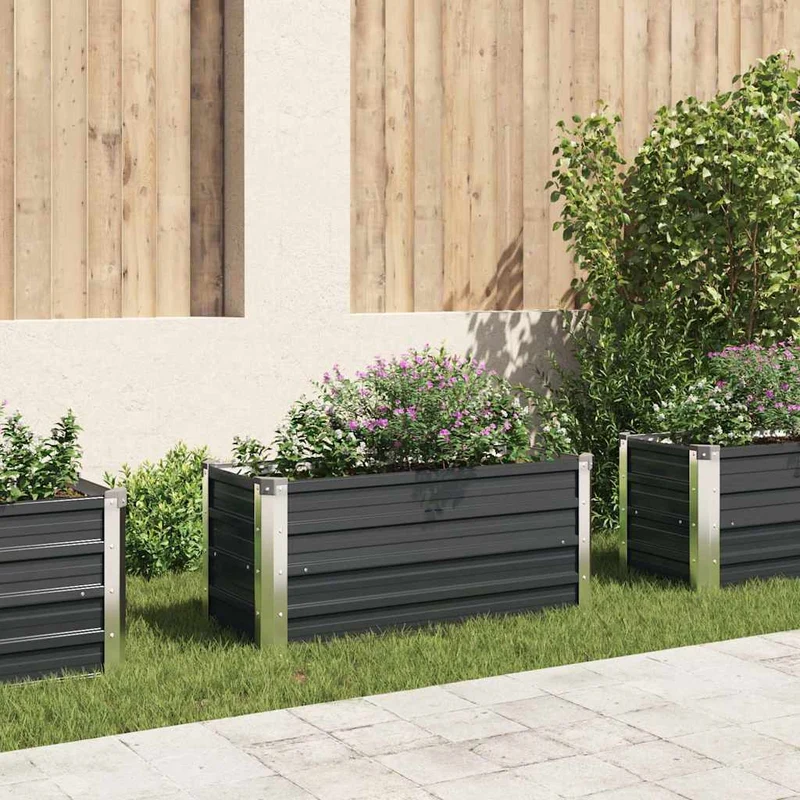 Arriate De Acero Galvanizado Gris Antracita 100x40x45 Cm
