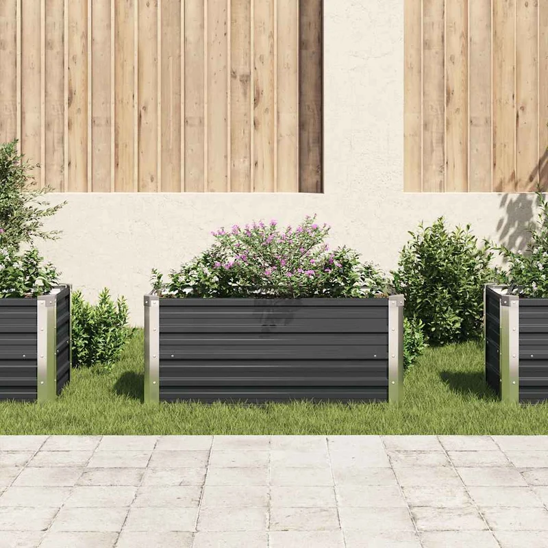 Arriate De Acero Galvanizado Gris Antracita 100x40x45 Cm