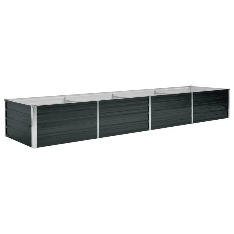 Arriate De Acero Galvanizado Gris Antracita 320x80x45 Cm