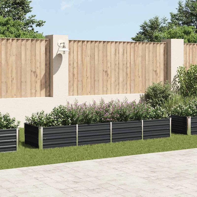 Arriate De Acero Galvanizado Gris Antracita 320x80x45 Cm