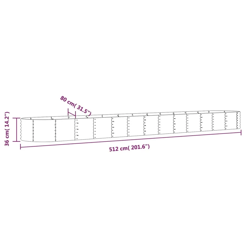 Jardinera Arriate Acero Galvanizado Plata 512x80x36 Cm