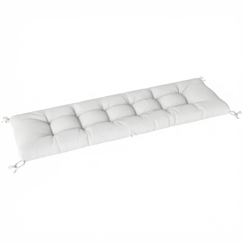 Outsunny Cojín para Banco Exterior, Cojín para Banco y Tumbona de Jardín con Correas de Sujeción, Protección UV50+, Rebote Lento, para Interior y Exterior, 198x65x13 cm, Crema