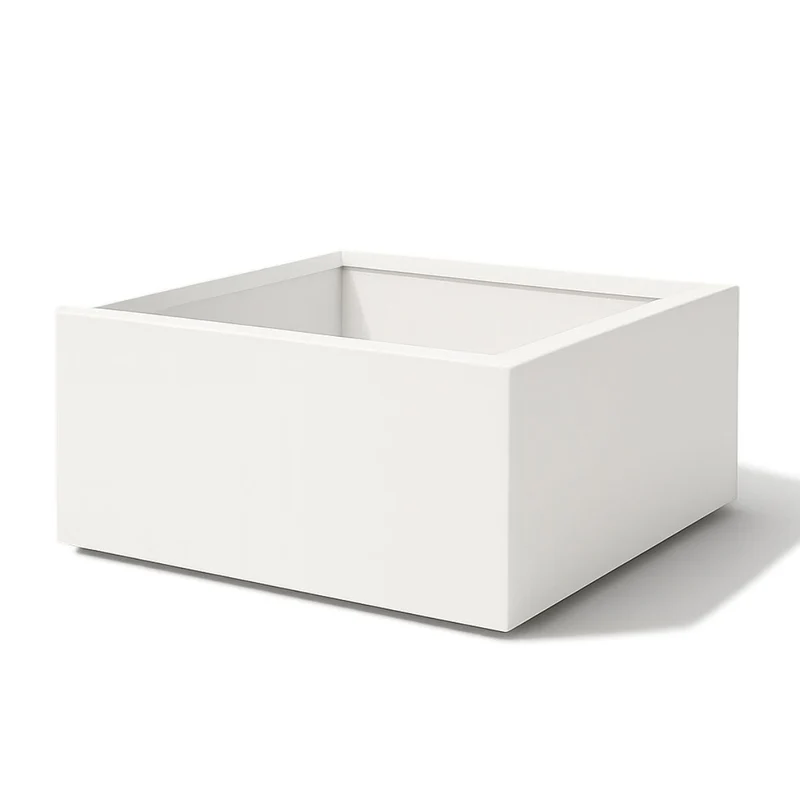 GARDRA Jardinière en polyester blanche pur 120x120x40 cm RAL 9010