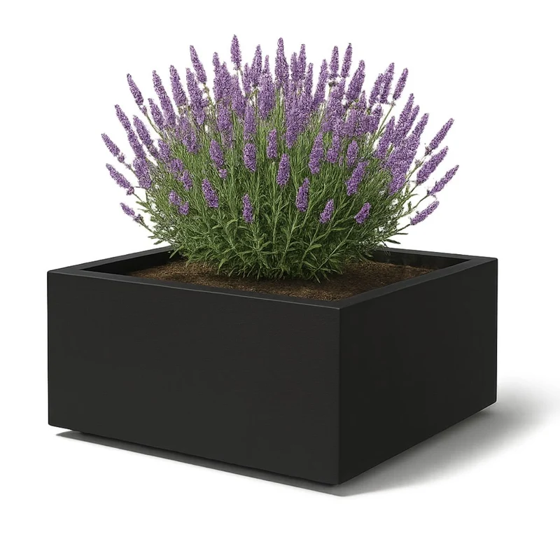 GARDRA Jardinière en polyester noire de jais 120x120x40 cm RAL 9005