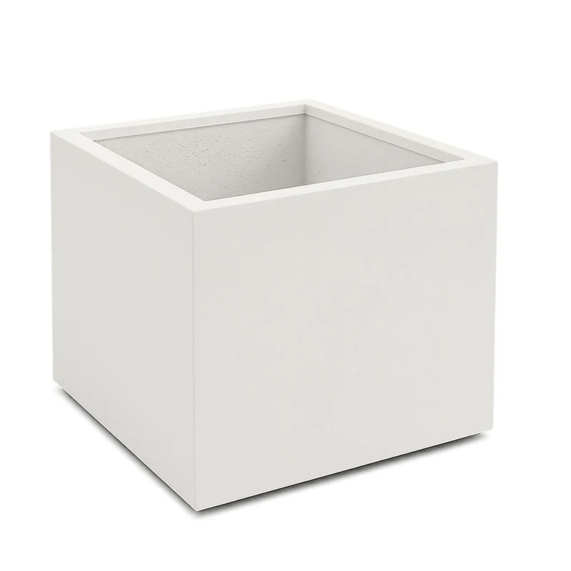 GARDRA Jardinière en polyester blanche pur 140x140x140 cm RAL 9010