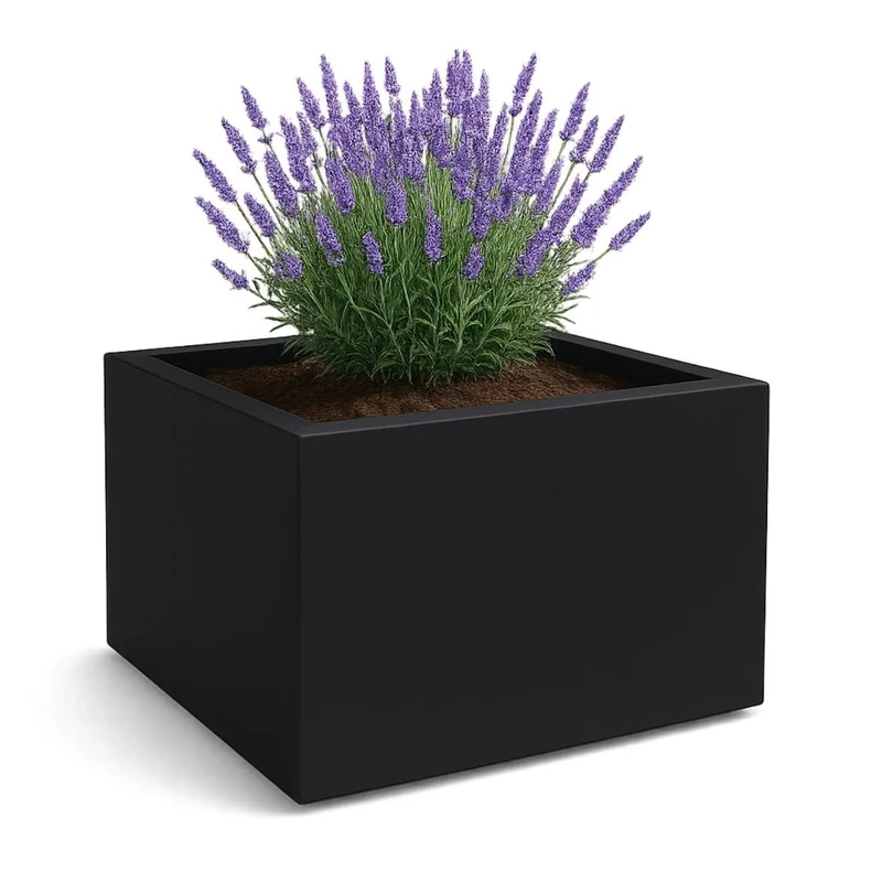 GARDRA Jardinière en polyester noire de jais 140x140x100 cm RAL 9005