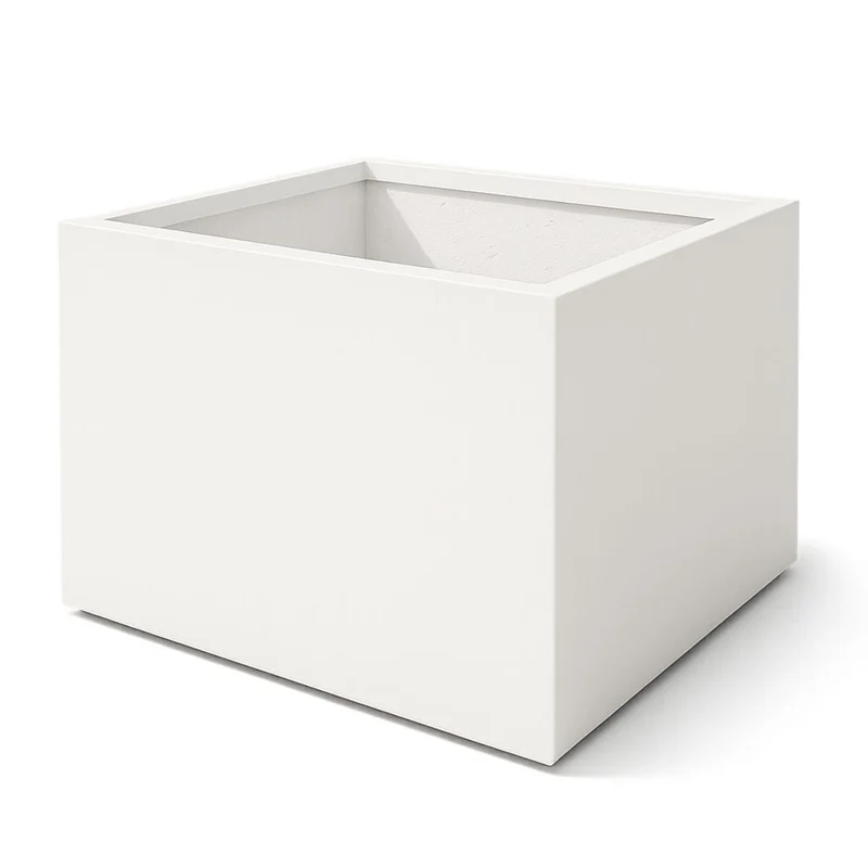 GARDRA Jardinière en polyester blanche pur 140x140x80 cm RAL 9010