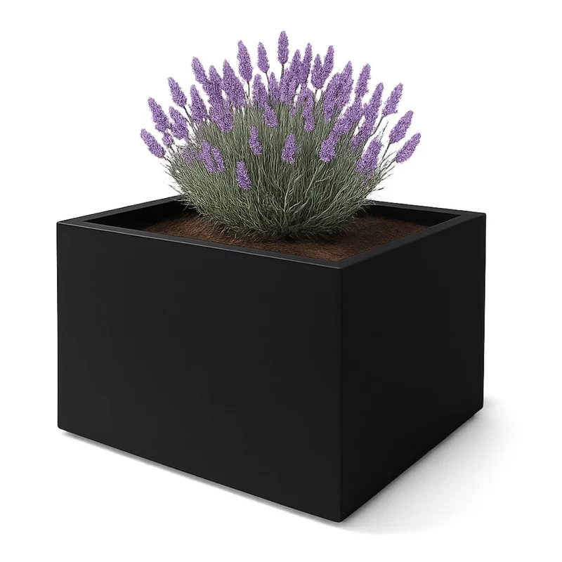 GARDRA Jardinière en polyester noire de jais 140x140x80 cm RAL 9005