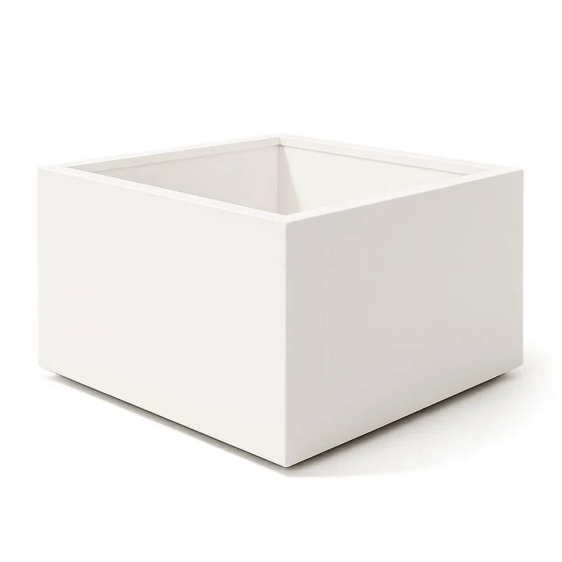 GARDRA Jardinière en polyester blanche pur 140x140x60 cm RAL 9010