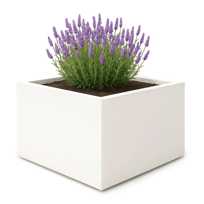 GARDRA Jardinière en polyester blanche pur 140x140x60 cm RAL 9010