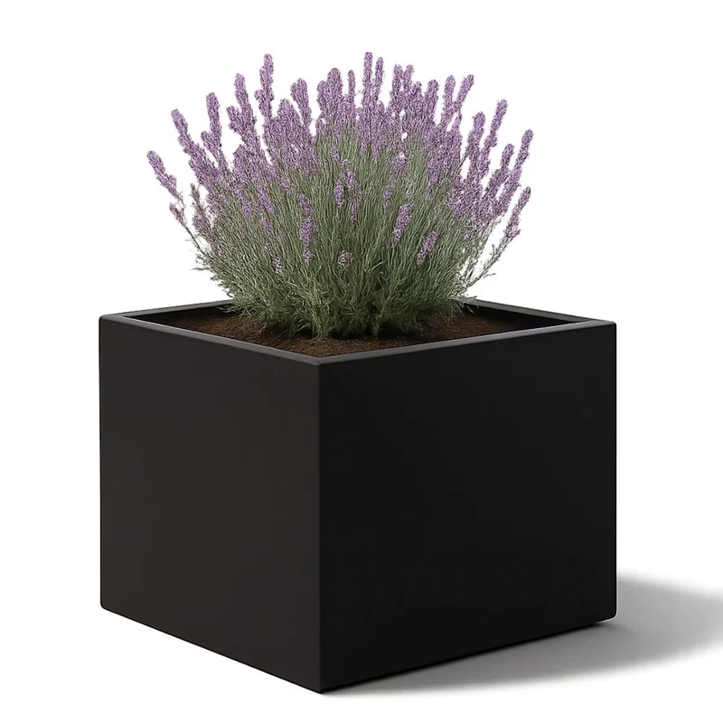 GARDRA Jardinière en polyester noire de jais 160x160x100 cm RAL 9005