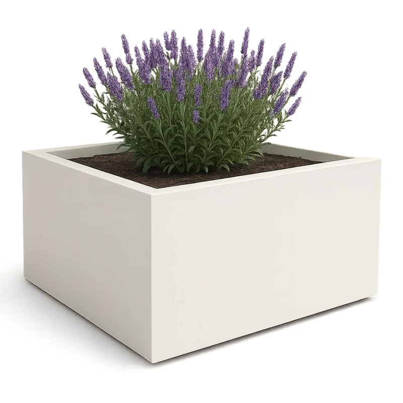 GARDRA Jardinière en polyester blanche pur 160x160x80 cm RAL 9010