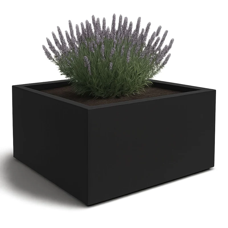 GARDRA Jardinière en polyester noire de jais 160x160x80 cm RAL 9005