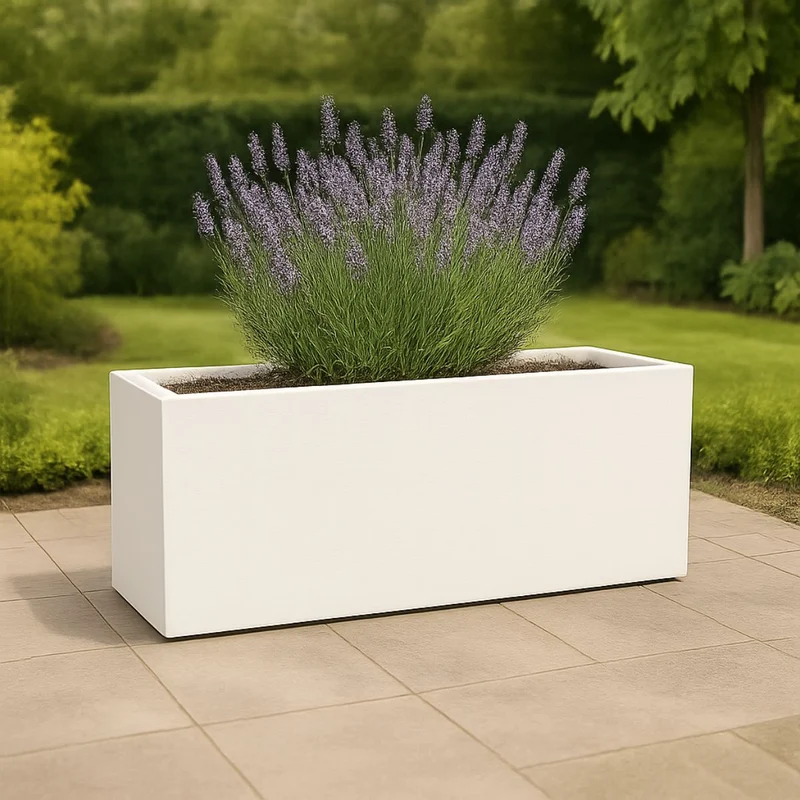 GARDRA Jardinière en polyester blanche pur 120x40x50 cm RAL 9010