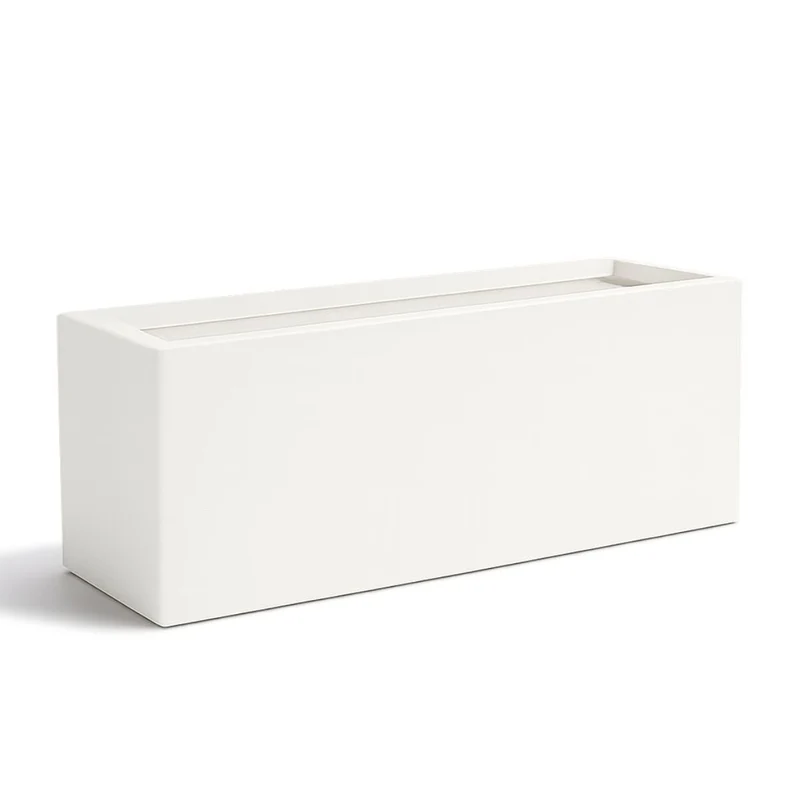 GARDRA Jardinière en polyester blanche pur 120x30x50 cm RAL 9010