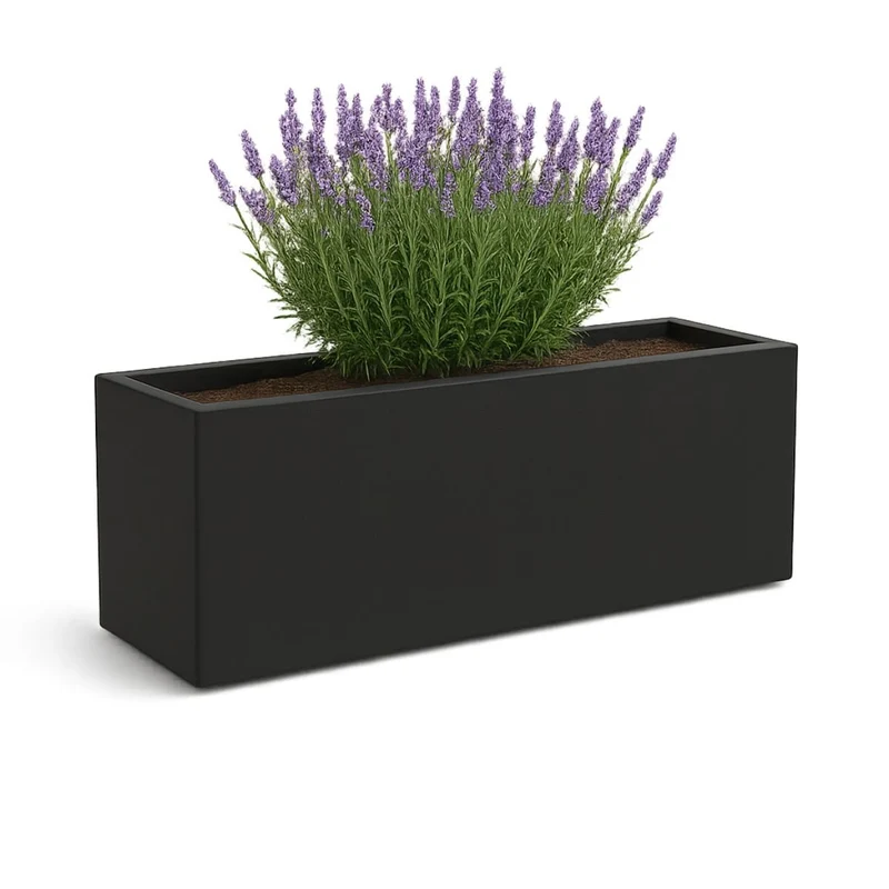 GARDRA Jardinière en polyester noire de jais 120x30x50 cm RAL 9005