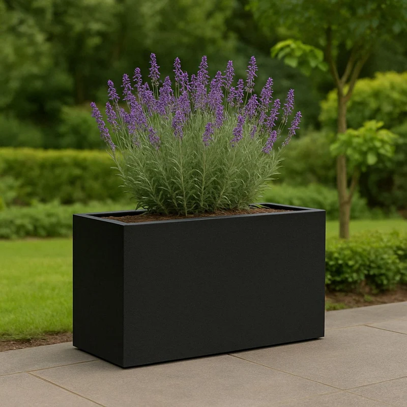 GARDRA Jardinière en polyester noire de jais 100x30x50 cm RAL 9005