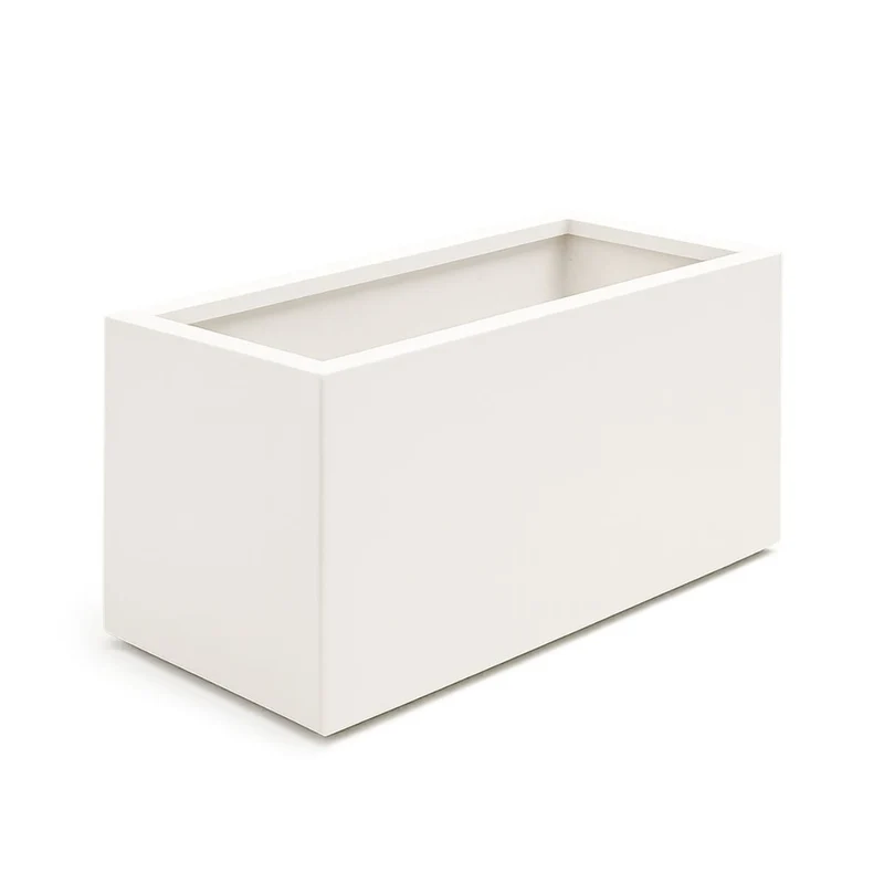 GARDRA Jardinière en polyester blanche pur 100x40x40 cm RAL 9010