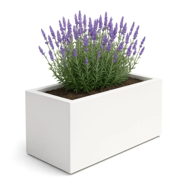 GARDRA Jardinière en polyester blanche pur 100x40x40 cm RAL 9010