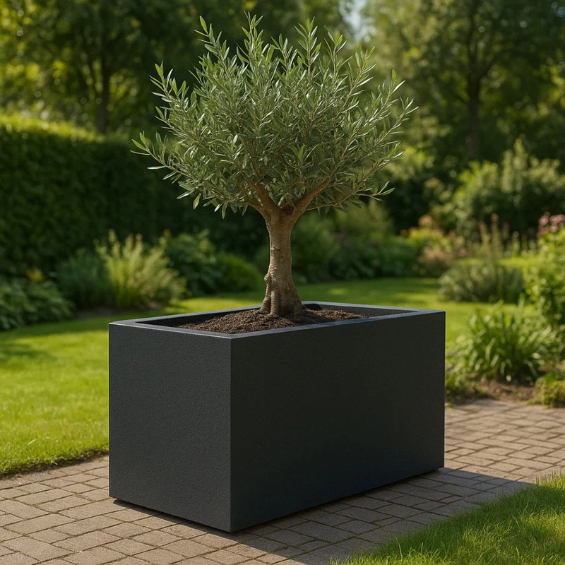 GARDRA Jardinière en polyester noire de jais 100x40x40 cm RAL 9005