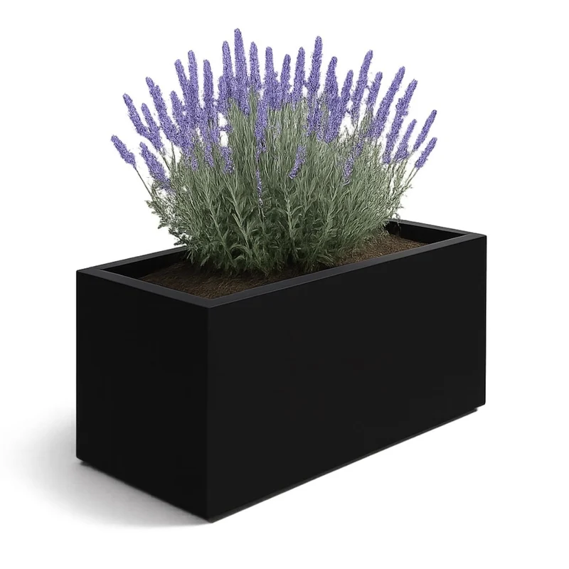 GARDRA Jardinière en polyester noire de jais 100x40x40 cm RAL 9005