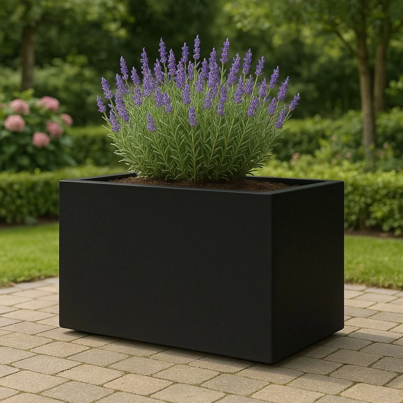 GARDRA Jardinière en polyester noire de jais 125x65x70 cm RAL 9005