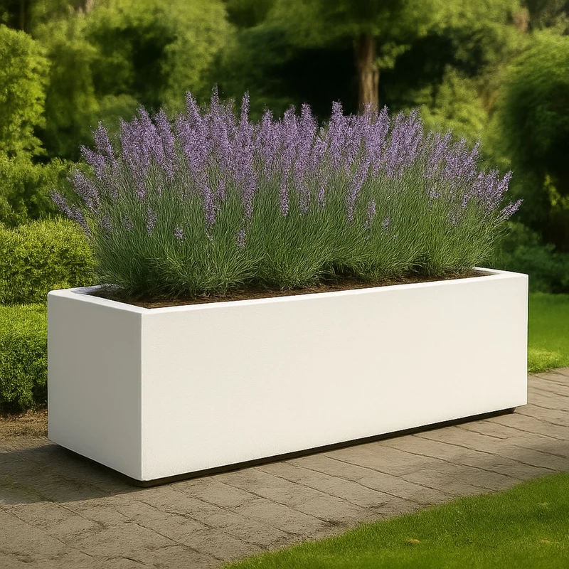 GARDRA Jardinière en polyester blanche pur 200x60x60 cm RAL 9010