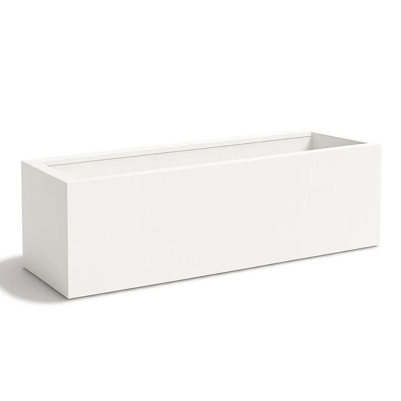 GARDRA Jardinière en polyester blanche pur 200x60x60 cm RAL 9010