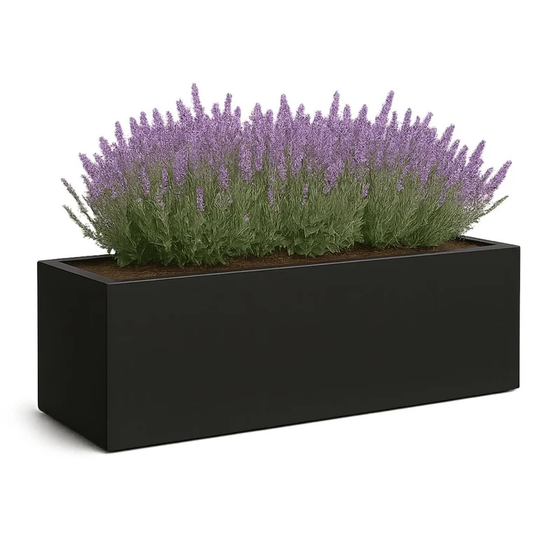GARDRA Jardinière en polyester noire de jais 200x60x60 cm RAL 9005