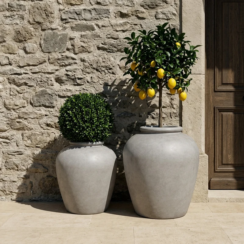 Cache-pot pré percé ORIGIN 63x71cm gris brume