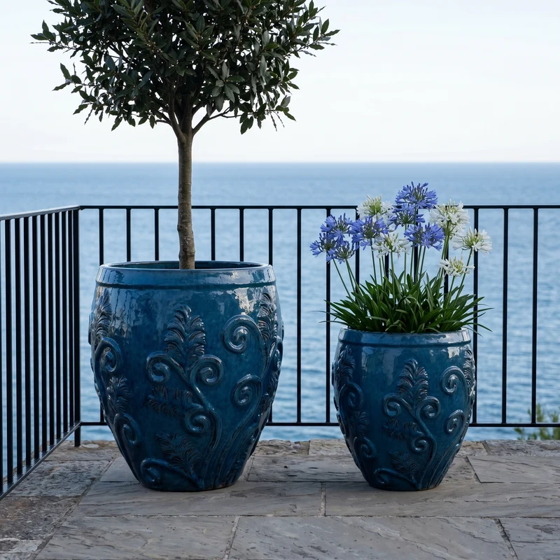 Pot GAIA 53x57cm bleu azur
