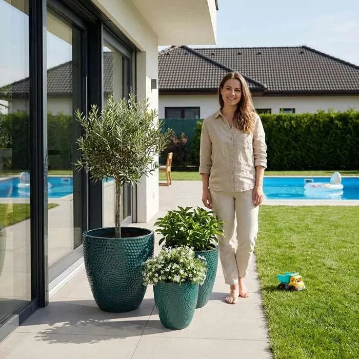 Pot CIGALINE 26x28cm bleu pétrole