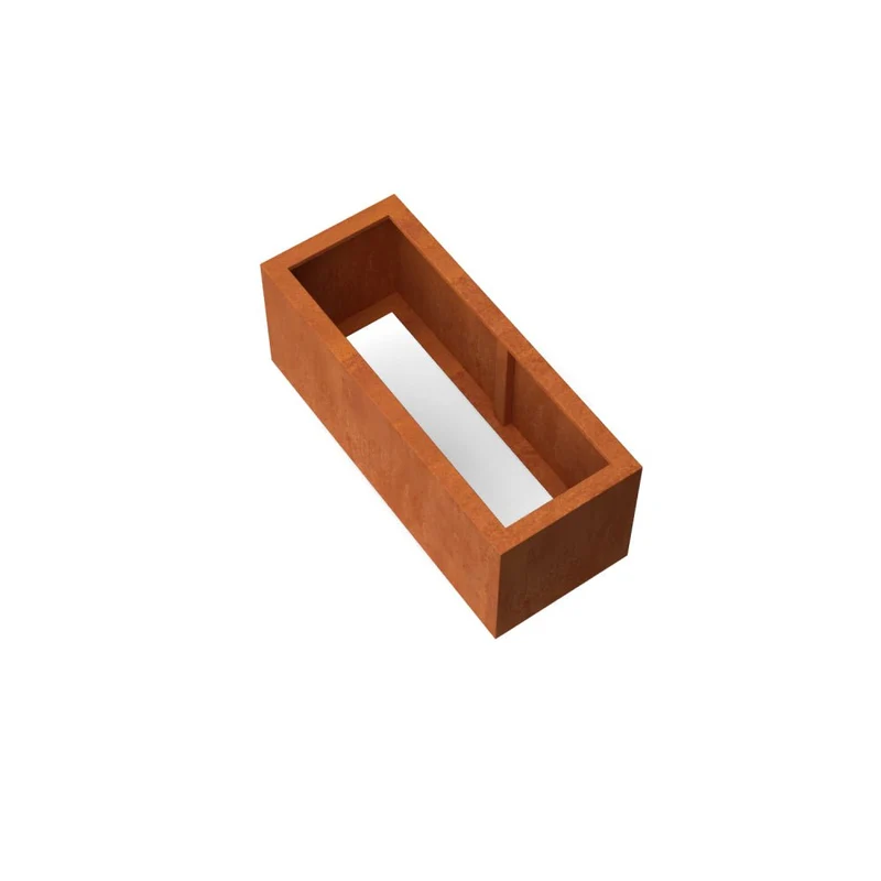 Jardinière en acier corten allongée sans fond 100x40x40 cm