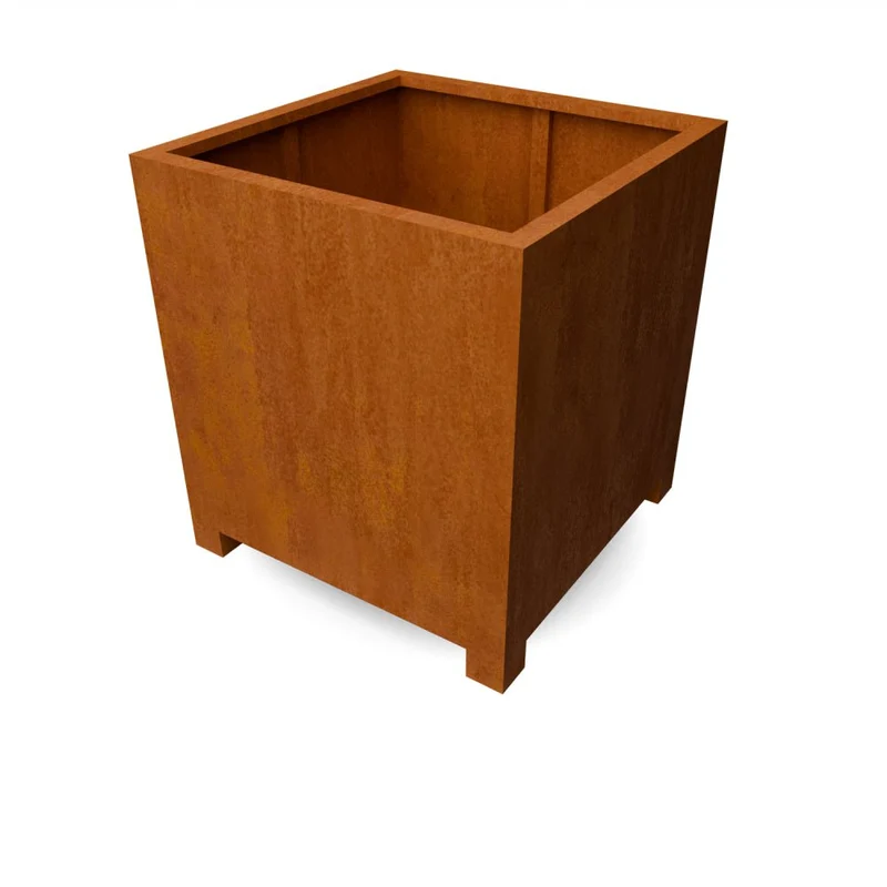 Jardinière en acier corten carrée avec pieds 100x100x110 cm