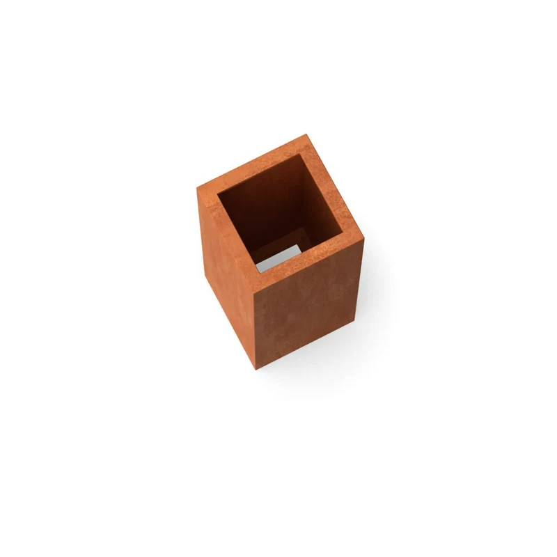 Jardinière en acier corten haute sans fond 40x40x100 cm